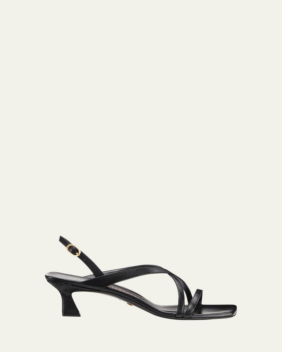 Oasis Leather Kitten-Heel Slingback Sandals